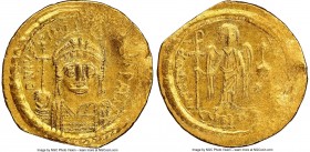 Justinian I the Great (AD 527-565). AV solidus (21mm, 4.31 gm, 7h). NGC Choice AU, edge bend, brushed, clipped. Constantinople, uncertain officina, ca...