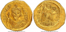 Phocas (AD 602-610). AV solidus (21mm, 7h). NGC Choice XF, wrinkled, edge scuff, marks. Constantinople, 10th officina, AD 607-609. d N FOCAS-PЄRP AVG,...