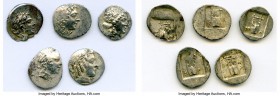 ANCIENT LOTS. Greek. Lycian League. Ca. 48-20 BC. Lot of five (5) AR hemidrachms. VF-XF. Includes: Five (5) AR hemidrachms - Laureate head of Apollo r...