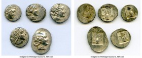 ANCIENT LOTS. Greek. Lycian League. Ca. 48-20 BC. Lot of five (5) AR hemidrachms. VF-XF. Includes: Five (5) AR hemidrachms - Laureate head of Apollo r...
