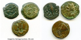 ANCIENT LOTS. Judaea. AD 1st century. Lot of three (3) AE prutahs. Fine. Includes: Various issuers, dates and themes. Three (3) coins in lot. SOLD AS ...