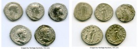 ANCIENT LOTS. Roman Imperial. Lot of five (5) AR denarii. About VF-VF. Includes: Five Roman Imperial denarii, various emperors with different types. T...
