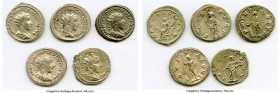 ANCIENT LOTS. Roman Imperial. AD 3rd century. Lot of five (5) AR antoniniani. XF-Choice XF. Includes: AR antoniniani (5), various rulers. Total five (...