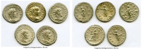 ANCIENT LOTS. Roman Imperial. AD 3rd century. Lot of five (5) AR antoniniani. XF-Choice XF. Includes: AR antoniniani (5), various rulers. Total five (...