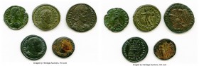 ANCIENT LOTS. Roman Imperial. Constantinian Era. AD 4th century. Lot of five (5) AE issues. About VF-XF. Includes: Various rulers, mints and types. Fi...