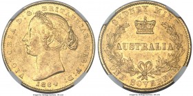 Victoria gold Sovereign 1864-SYDNEY AU58 NGC, Sydney mint, KM4. Lightly toned and original with considerable mint luster and minimal contact marks for...