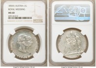 Franz Joseph I "Royal Wedding" 2 Gulden MDCCCLIV (1854)-A MS60 NGC, Vienna mint, KM-XM3. Semi-Prooflike surfaces decorate this steely specimen.

HID...