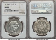 Franz Joseph I 5 Corona 1900 MS62 NGC, KM2807. Fully brilliant with illustrious reflectivity and a bold strike. 

HID09801242017

© 2020 Heritage ...