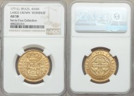 Jose I gold "Large Crown" 4000 Reis 1771-(L) AU58 NGC, Lisbon mint, KM171.2. "Josephus Dominvs" type. Ex. Santa Cruz Collection 

HID09801242017

...