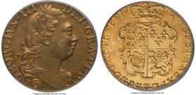 George III gold Guinea 1774 AU50 PCGS, KM602. The patina is pleasant to view on both sides and a slight abrasion on the cheek prevents this from the n...