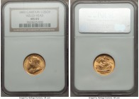 Victoria gold 1/2 Sovereign 1893 MS65 NGC, KM784, S-3878. A delightful piece with a few small areas of darker toning but wholly original and a real Ge...