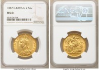 Victoria gold 2 Pounds 1887 MS61 NGC, KM768, S-3865. Jubilee head. Revealing original luster to the legends and an admittedly more attractive reverse ...