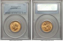 George V gold Sovereign 1914 MS63 PCGS, KM820. A coin with sparkling golden luster. AGW 0.2354 oz. 

HID09801242017

© 2020 Heritage Auctions | Al...