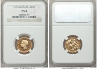 George VI gold Proof 1/2 Sovereign 1937 PR63 NGC, S-4077, KM858. A choice representative expressing reflective fields that highlight a lightly frosted...