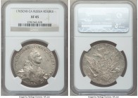 Catherine II Rouble 1765 CПБ-CA XF45 NGC, St. Petersburg mint, KM-C67.2a, Bit-188. Lightly toned with ample remaining luster in protected areas. Ex. O...