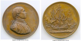 John Paul Jones bronze Restrike Medal 1790-Dated AU, Betts-568, Julian-NA-1. 56.7. 91.40gm. By Dupre. JOANNI PAVLO JONES CLASSIS PRAEFECTO COMITIA AME...
