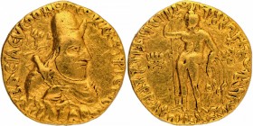 Gold Dinar Coin of Vima Kadphises of Kushan Dynasty.