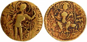 Gold Dinar Coin of Samudragupta of Gupta Dynasty of of Scepter type.