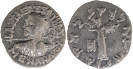 Silver Drachma Coin of Menander I of Indo Greeks.