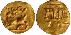 Gold Fanam Coin of Rajula Reddy of Kakatiya Dynasty.