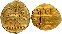 Gold Fanam Coin of Tirumalaraya of Tuluva Dynasty of Vijayanagara Empire.