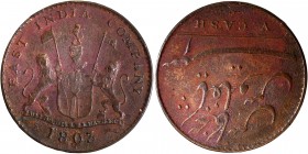 Copper Five Cash Coin of Soho Mint of Madras Presidency.