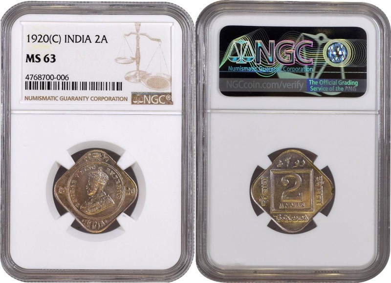 British India
Annas 02 
1920, King George V, Cupro-Nickel 2 Annas, Calcutta Mi...