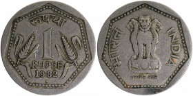 Copper Nickel One Rupee Coin of Bombay Mint of 1982 of Republic India.