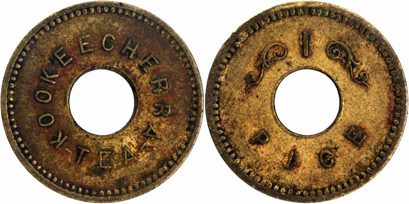 Tokens
Tea Token, Kookeecherra Garden (Kukicherra, Cachar/Kachar), Brass 1 Pice...