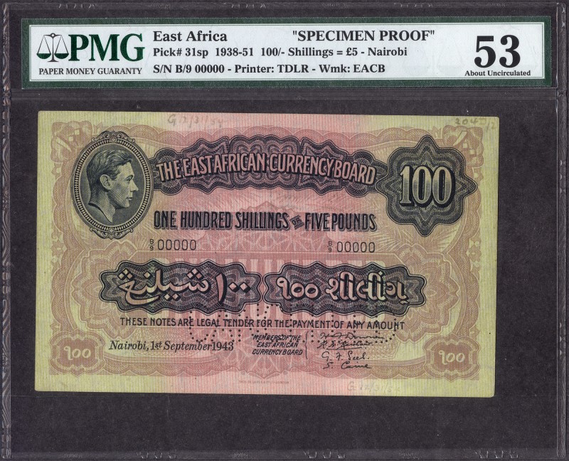 German East Africa
German East Africa, King George VI, Specimen Proof, 100 Shil...