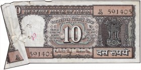 Error Ten Rupees Banknote Signed by Manmohan Singh of Republic India.