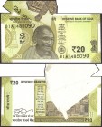 Error Twenty Rupees Banknote Signed by Shakti Kanta Das of Republic India of 2019.
