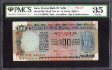 Error Hundred Rupees Banknote Signed by S Venkitaramanan of Republic India.