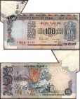 Error Hundred Rupees Banknote Signed by R N Malhotra of Republic India.