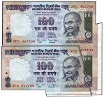 Error One Hundred Rupees Banknotes Signed by Bimal Jalan of Republic India.