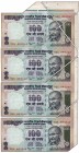 Error One Hundred Rupees Four Banknotes Signed by Bimal Jalan of Republic India.