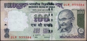 Error One Hundred Rupees Banknote Signed by D Subbarao of Republic India of 2010.
