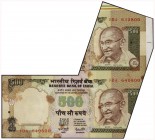 Paper Sheet Folds, Cutting Error Five Hundred Rupees Banknote Governor Y. V. Reddy of Republic India.