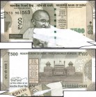 Paper Sheet Folds, Printing Error Five Hundred Rupees Bank Note Governor Urjit R Patel of 2017.