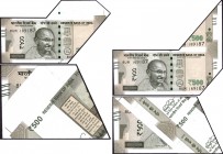 Paper Sheet Folds, Cutting Error Five Hundred Rupees Bank Notes Governor Urjit R Patel of 2018.