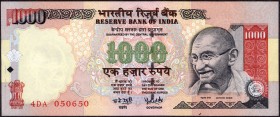 Serial Number Missing Error One Thousand Rupees Banknote Governor Y. V. Reddy of Republic India.