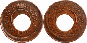 Error Bronze One Pice Coin of King George VI of Bombay Mint of 1944.