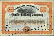 Stock and Share Certificate of The Chicago Rock Island and Pacific Railway Company of 1917 of USA.