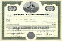 Stock and Share Certificate of Sohio Bp Trans Alaska Pipeline Finance Inc of 1975 of USA.