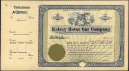 Stock and Share Certificate of Kelsey Motor Car Company of USA.