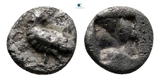 Thraco Macedonian Region. Uncertain mint circa 450-400 BC. 
Hemiobol AR

5 mm...