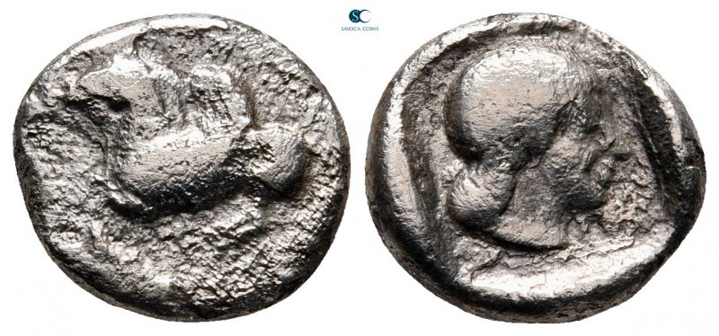 Corinthia. Corinth circa 500-450 BC. 
Drachm AR

14 mm., 2,39 g.



nearl...
