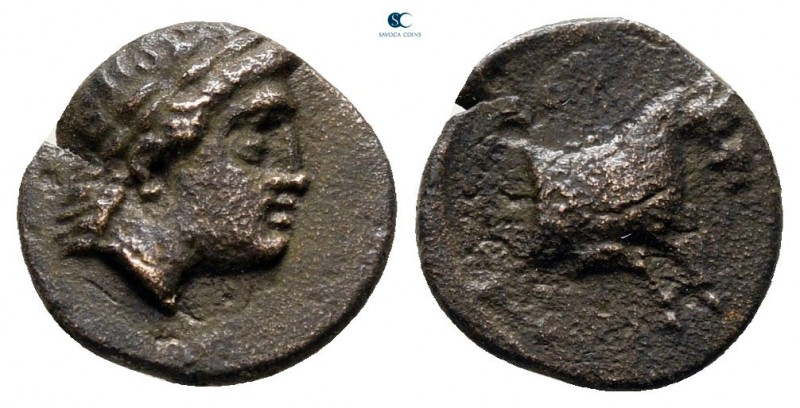 Mysia. Atarneos circa 350-300 BC. 
Bronze Æ

8 mm., 0,70 g.



nearly ver...