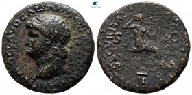 Nero AD 54-68. Lugdunum. Dupondius Æ