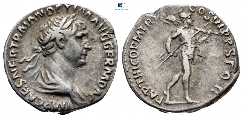 Trajan AD 98-117. From the Tareq Hani collection. Rome
Denarius AR

18 mm., 3...